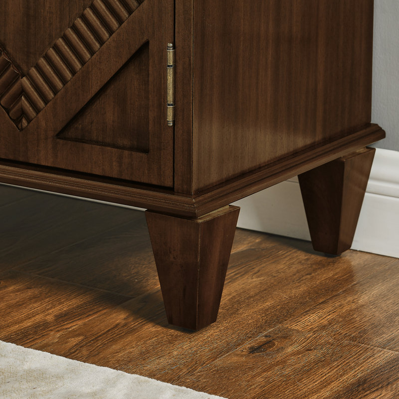 Buffet rétro 33,6 "en bois avec rangement, Noyer