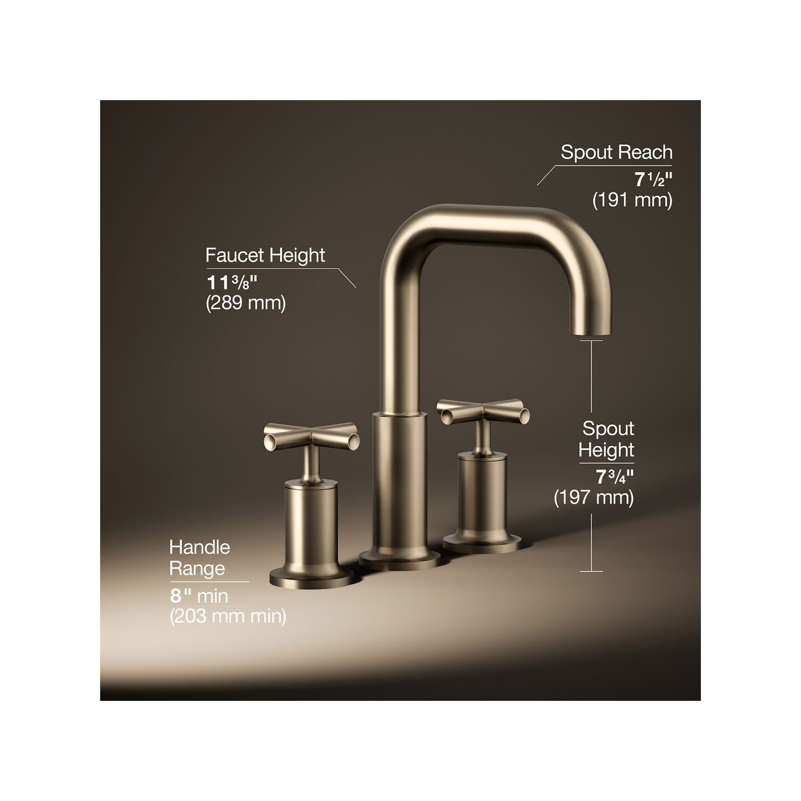 Purist Deck-Mount Bath Faucet Trim for High-Flow Valve with Cross Handles, Vibrant Brushed Bronze
