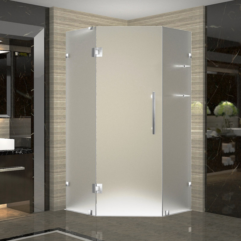 Neoscape GS 42" x 72" Neo Angle Hinged Shower Enclosure, Brushed Stainless Steel