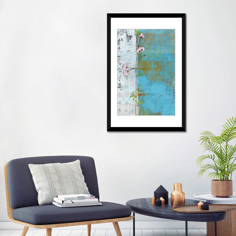 «Willow Bloom II», impression sur toile, H 24 po x l 16 po x P 1 po, Papier d'art encadré noir, Blanc
