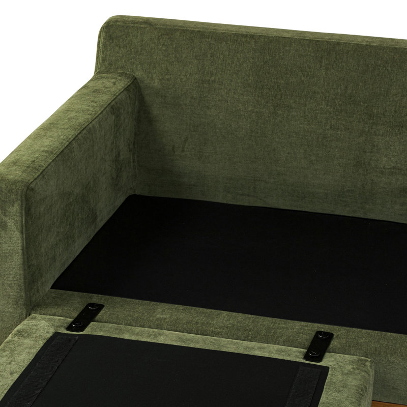 Dalijah Velvet Reversible Chaise Sectional In Distressed Green