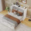 Lit escamotable double avec grand tiroir de rangement et station de charge, blanc