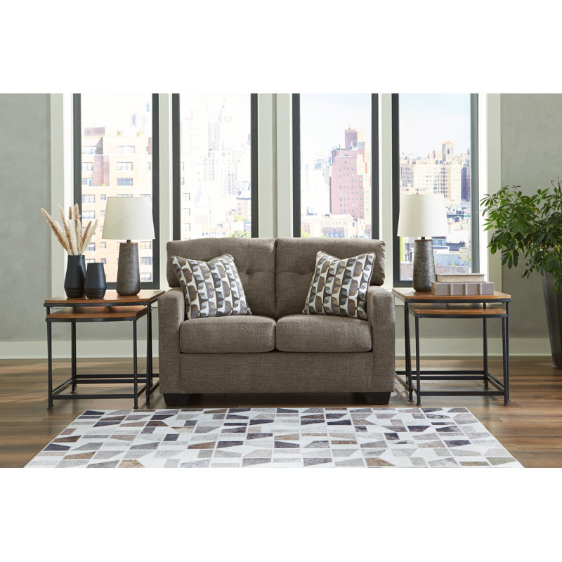 Upholstered 53'' Loveseat, Brown Polyester