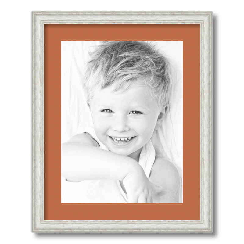 Wood Matte Picture Frame with Mat, Red Orange