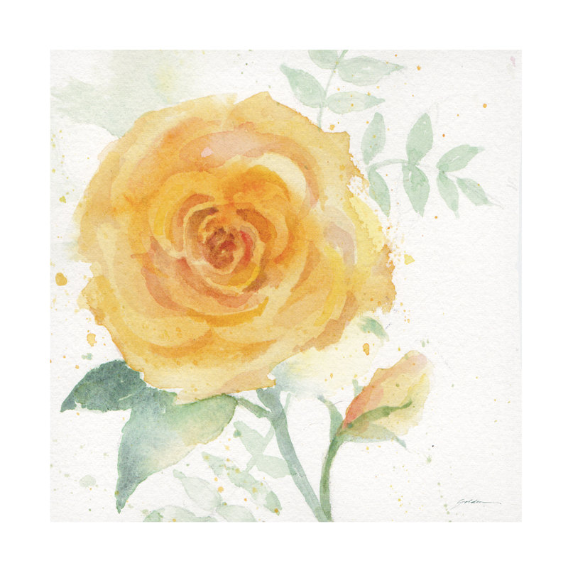 «The Yellow Rose» par Sheila Golden, reproduction d'art sur toile tendue, H 14 po x l 14 po x P 2 po
