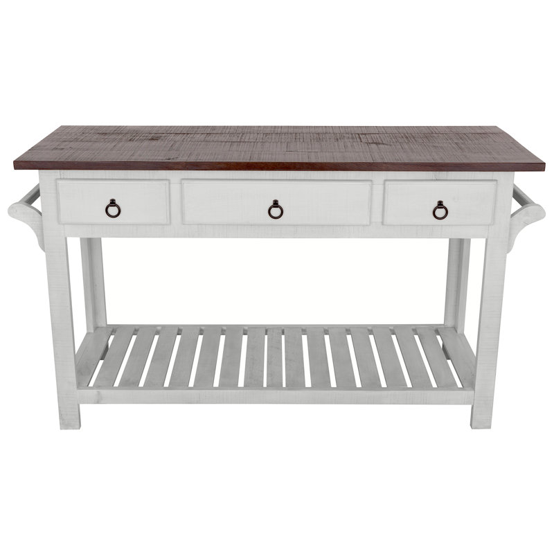Sirenna Solid Wood Kitchen Island, White