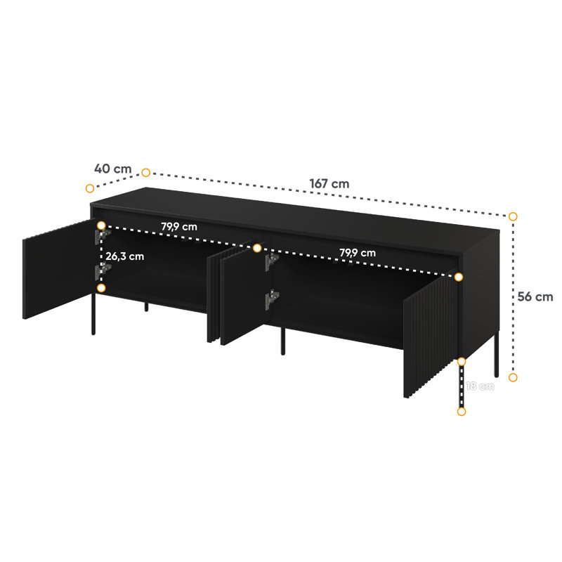 Alterizio Unfinished TV Stand, Black/Black, 167cm W