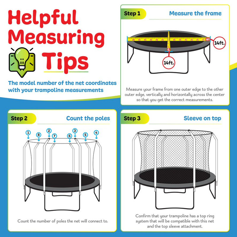 Filet de sécurité pour trampolines de 12 pi avec 6 poteaux incurvés Machrus Upper Bounce Trampoline