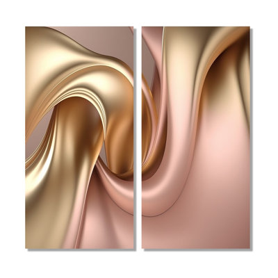 Smooth Liquid Gold In Soft Shades Of Gold And Taupe III - Abstract Liquid Ink Large Wall Art