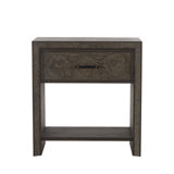 Alma 1 - Drawer Solid Wood Nightstand in Dark Brown/Brass/Black