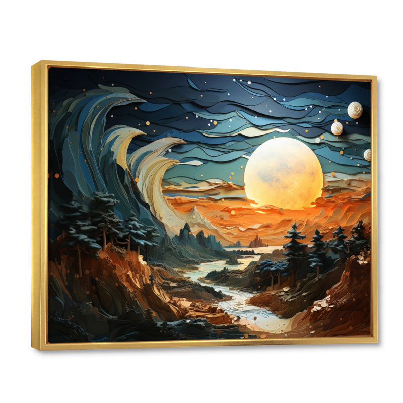 Earth Jupiters Jewel the Galaxy I - reproduction, H 24 po x l 32 po x P 1 po, Cadre flottant doré
