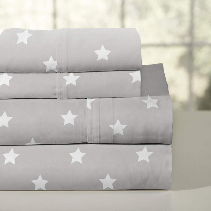 100% Cotton Abstract Sheet Set, Queen Sheet Set + Fitted Sheet + 2 Pillowcases