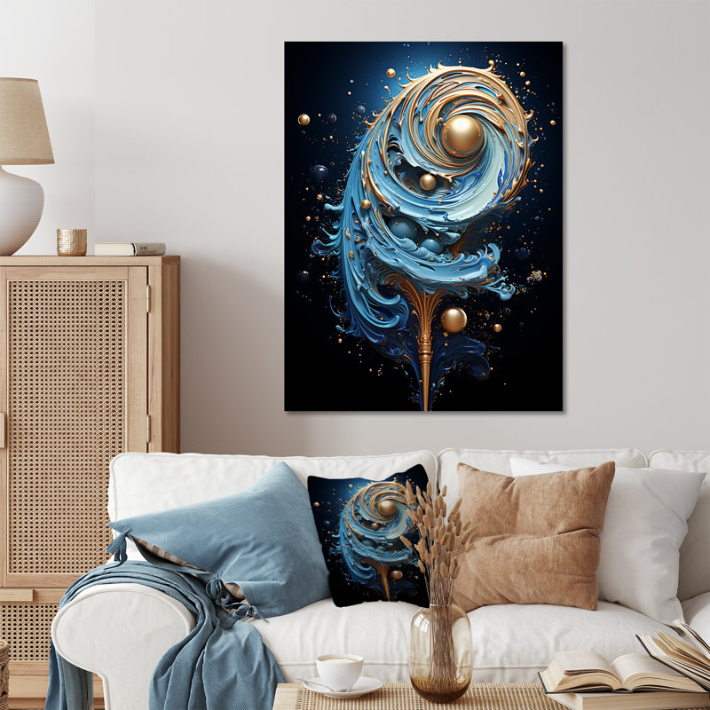 Art mural en métal blanc et bleu, H 32 po x l 24 po x P 1 po