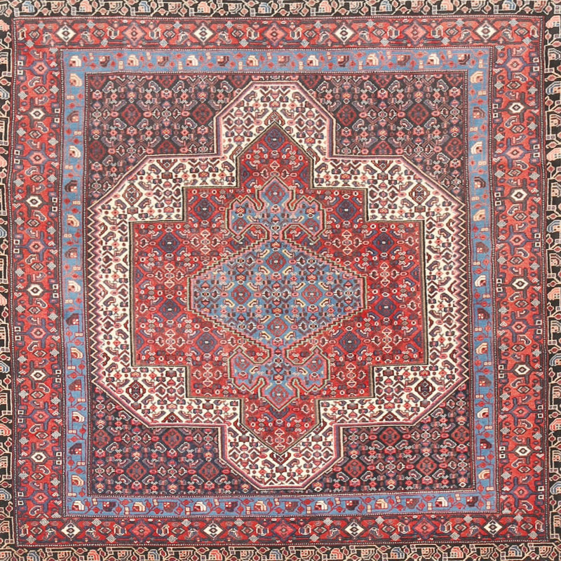 Tapis oriental rose / beige, Carré 6 pi