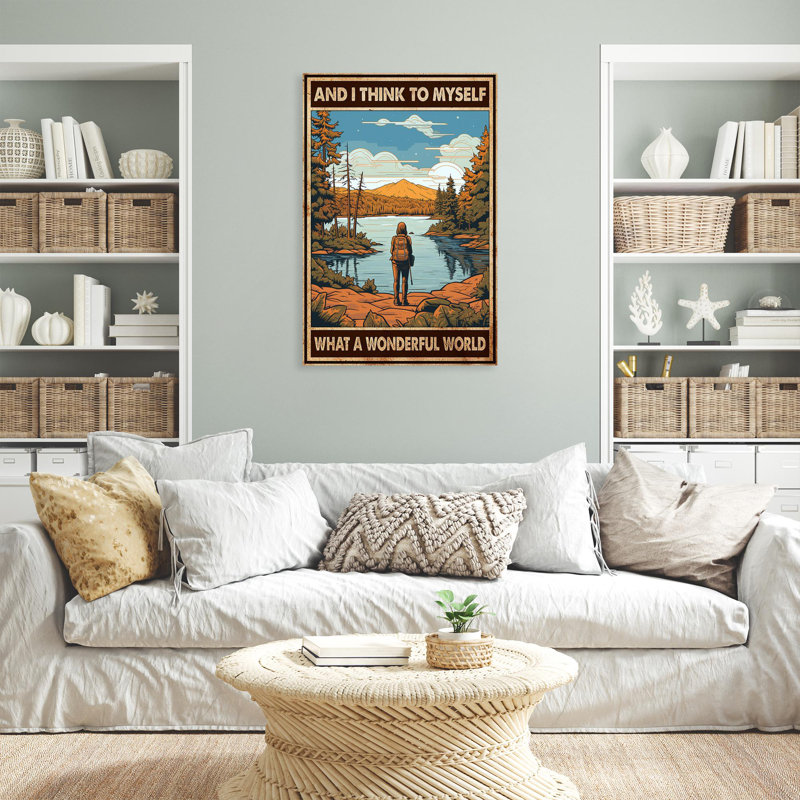 What A Wonderful World - 1 pièce, impression de rectangle sur toile tendue | 0265, H 20 po x l 16 po x P 1,25 po