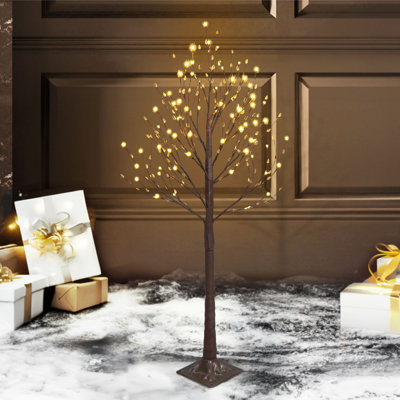 4FT Artificial Lighted Willow Tree w/ 72 LED Lights, 48 Inch Twinkling Twig Tree for Festival Decoration