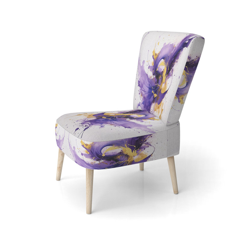 Chaise d'appoint rembourrée à motif moderne mauve et mauve Splash mauve et doré