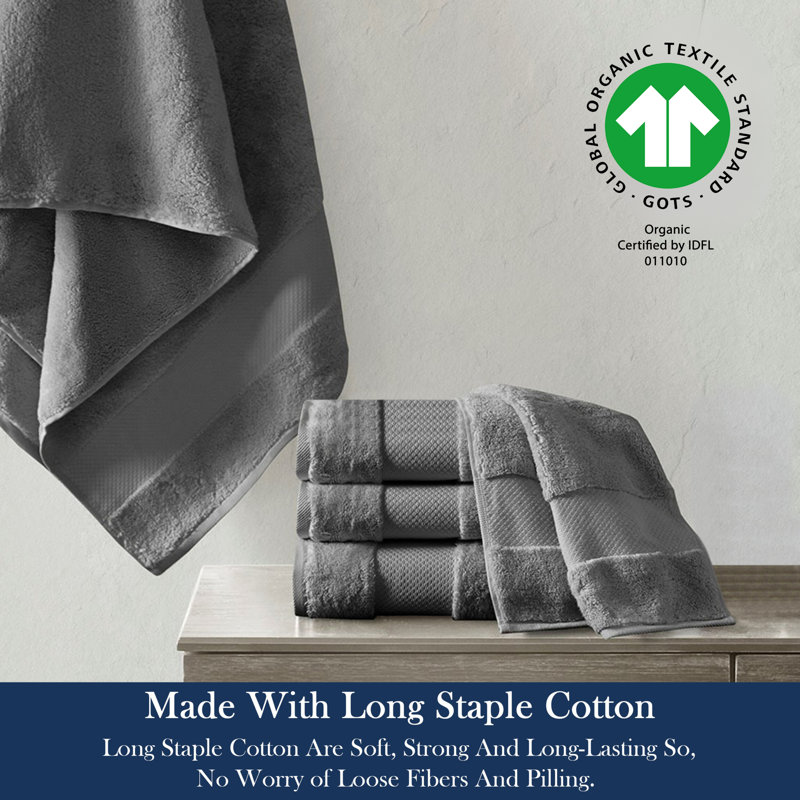 Delara Organic Cotton Plush Towel Set of 10, GOTS & OEKO-TEX Certified, 650 GSM, Soft, Quick-Dry, Absorbent, Hotel Quality