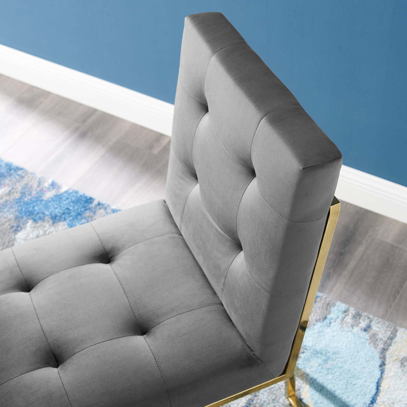 Chaise d'appoint en velours Privy, Beige, 1, Gold