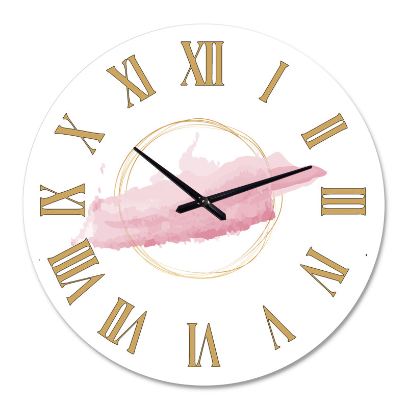 Cercle zen avec nuage rose - horloge murale moderne, Grand