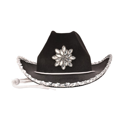 Black Felt Cowgirl Hat with Gemstones