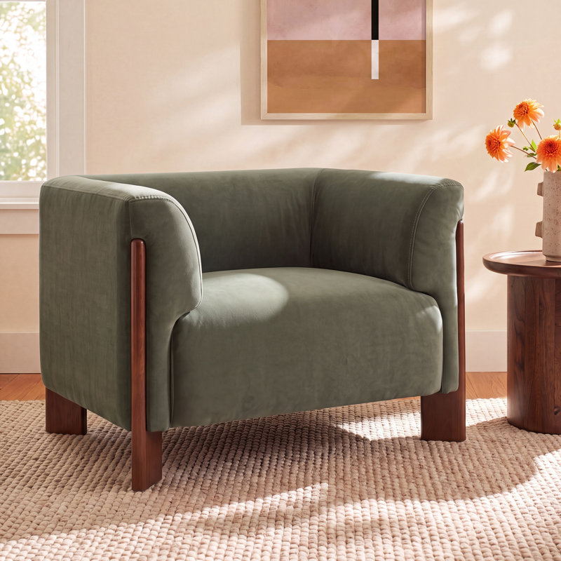 Wanetta Upholstered Armchair, Soren Olivine Performance Velvet