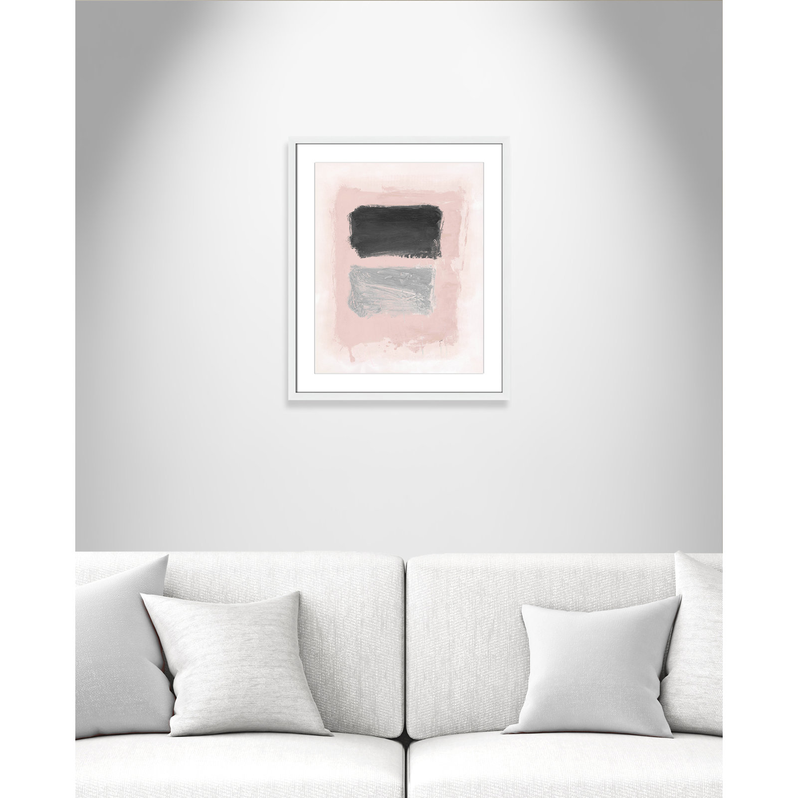 Pink, Black and Silver Shimmer I Print, 25.5" H x 21.5" W x 1.25" D, White Matted Picture Framed