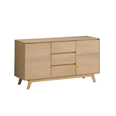 Desserte en chêne - Mobilier de salle à manger fonctionnel. Tiroir 3/4 avec extension. Doublé de feutre pour l'article. Fabriqué à partir de bois. Tablette spacieuse. Desserte en bois synthétique. 18 po de profondeur, 55 po de largeur, 30 po
