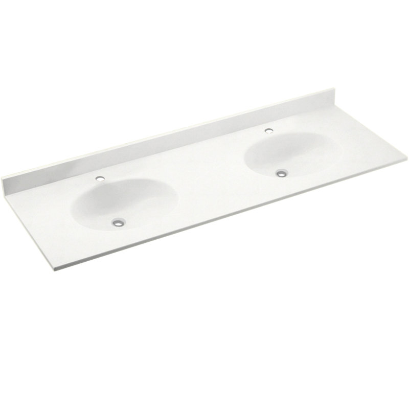 Plateau de meuble-lavabo double 61 po Chesapeake, Blanc Tahiti