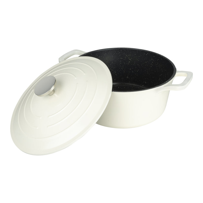 Grunwerg Commichef Non-Stick Cast Aluminum Round Dutch Oven, Cream, 5l