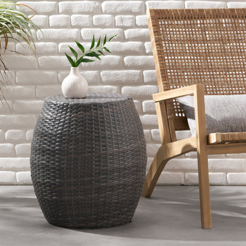Table d'appoint d'extérieur en osier pour terrasse 14,00 "