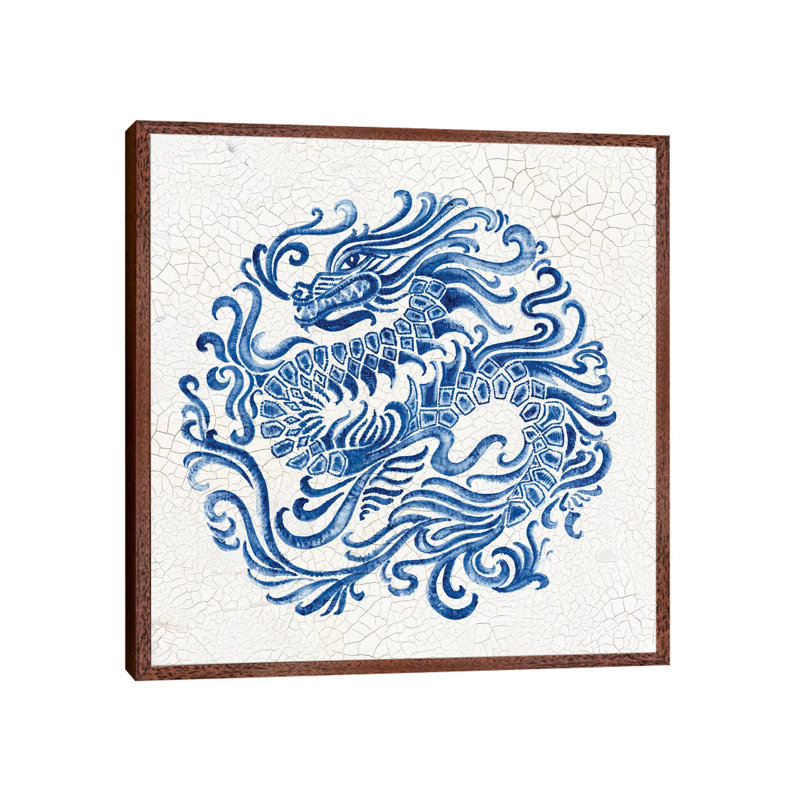 Chinese Porcelain II by Eva Watts - Painting on Canvas, 93.98cm H x 93.98cm W x 3.81cm D, Classic Brown Wood Framed