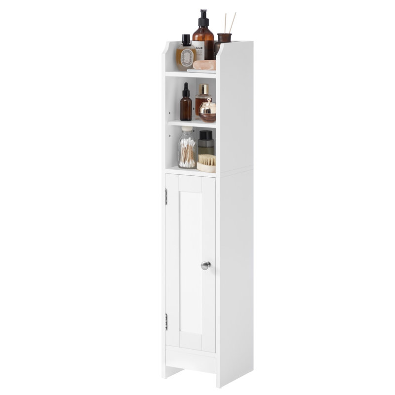 Small Storage Cabinet With Door And Adjustable Shelves, Narrow Corner Cabinet, For Living Room, Bathroom