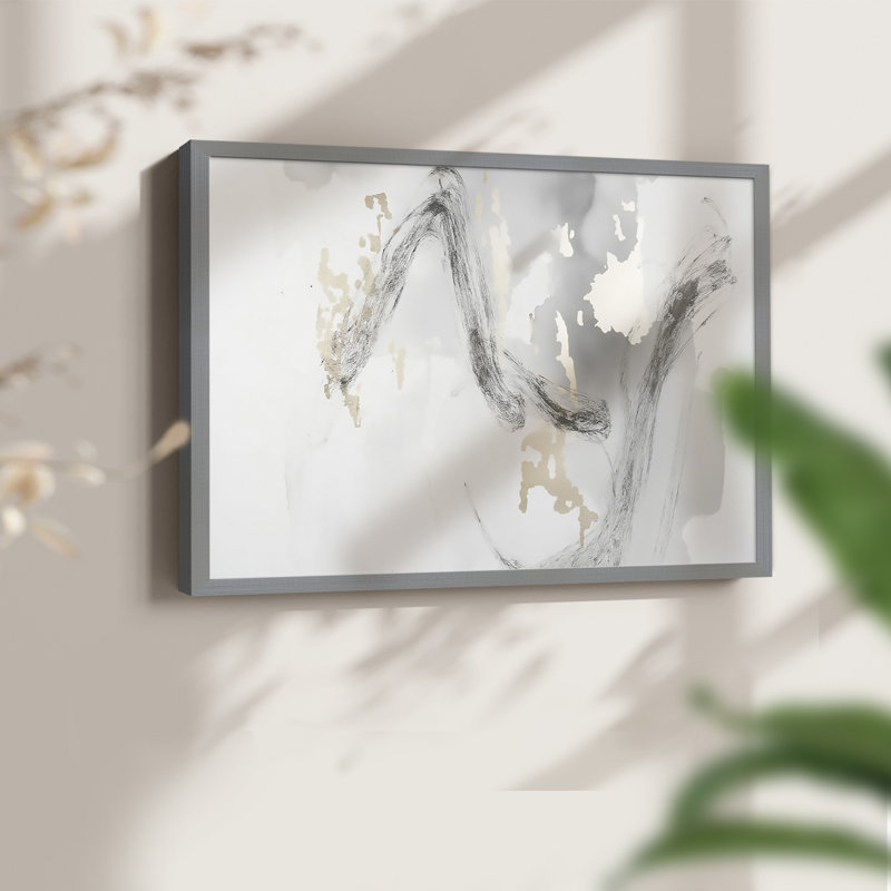 Abstract Series-XXXVI -Framed Print - Restickable, Grey, 16" H x 20" W