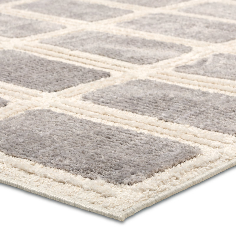 Tapis géométrique crème tissé à la machine Ebern Designs Deverell, Rectangle 7 pi 6 po x 9 pi 6 po