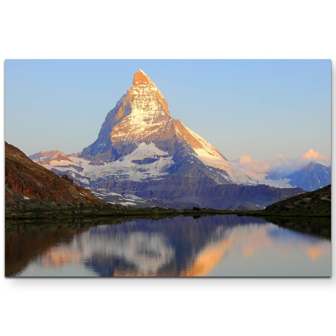 Leinwandbild Matterhorn mit Riffelsee – Schweiz