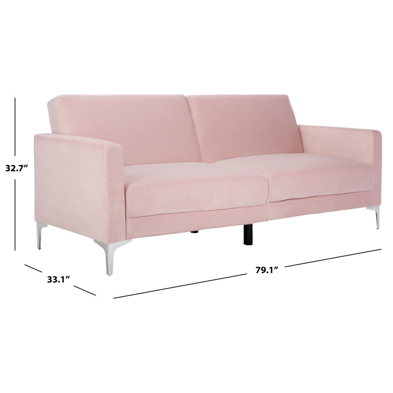 Canapé-lit simple en similicuir Futton, Velours rose