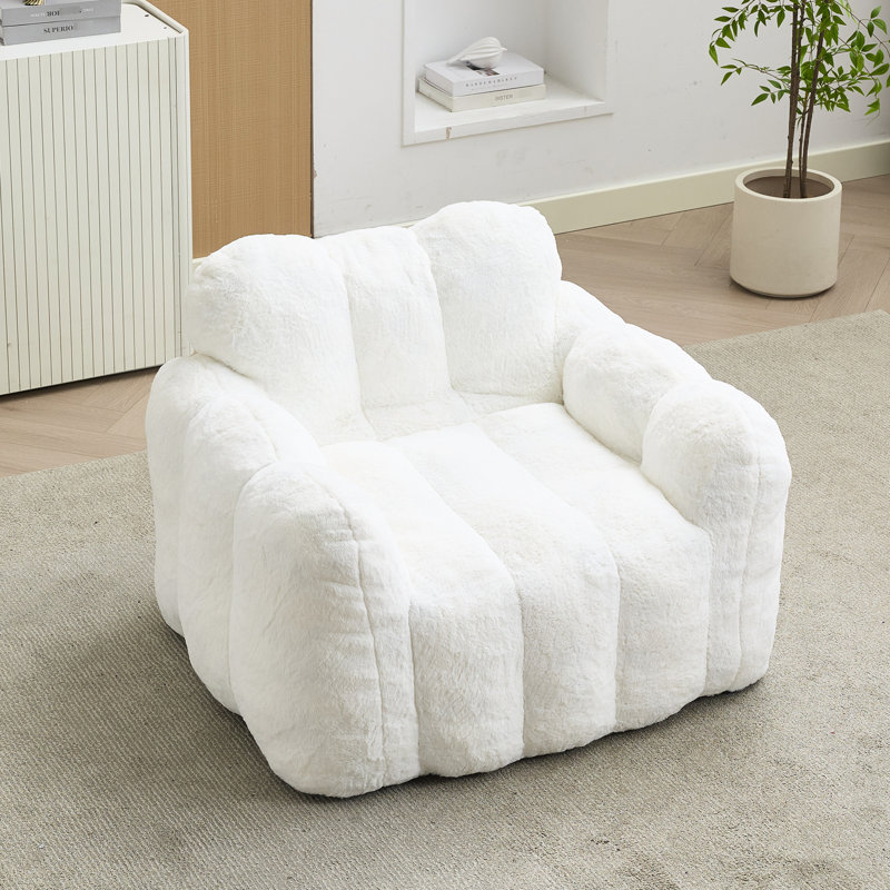 Adult Pillow , White Faux Fur, High - Density Foam, , Non Slip, Suitable For Living Room And Bedroom Comfort, White