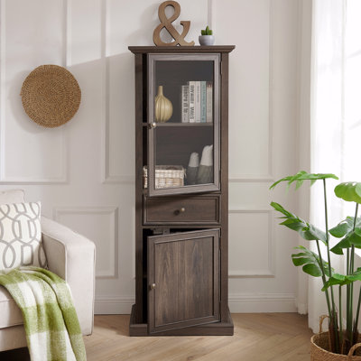 Armoire de rangement, moderne, vitrée, porte vitrée, haute avec portes et tablettes - Buffet autoportant polyvalent avec tiroir
