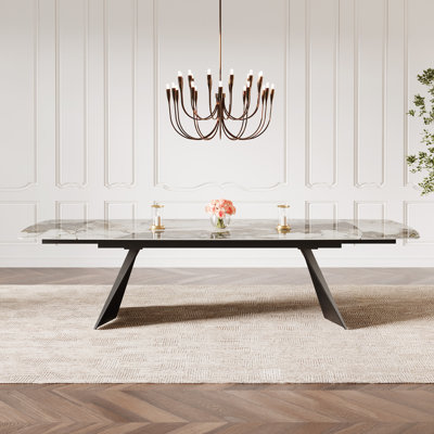Moiser 78.8" to 110.2" Extendable Dining Table For 10-12 with Sintered Stone Top
