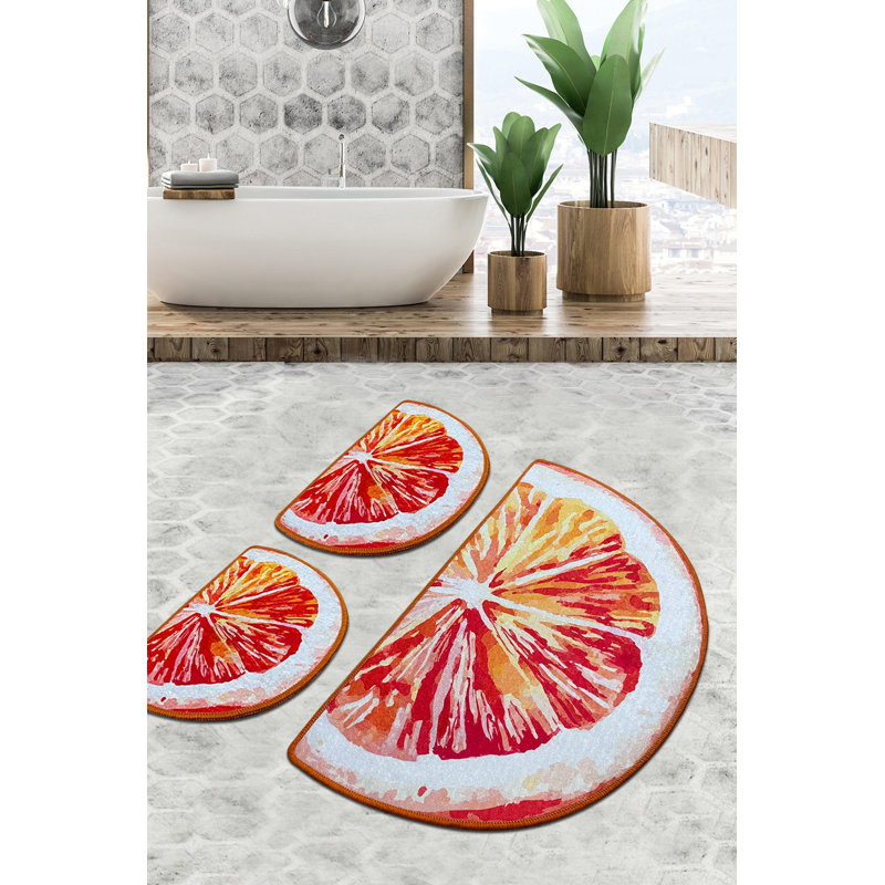Luxurious Bathmat Set (3 Pieces), 100% Polyester, 23.6 x 39.4 inches (1 Piece) & 19.7 x 23.6 inches (2 Pieces) | Antibacterial, Non-Slip Underside, 0.4-inch Pile Height | Machine Washable, Soft & Durable for Bathroom Comfort