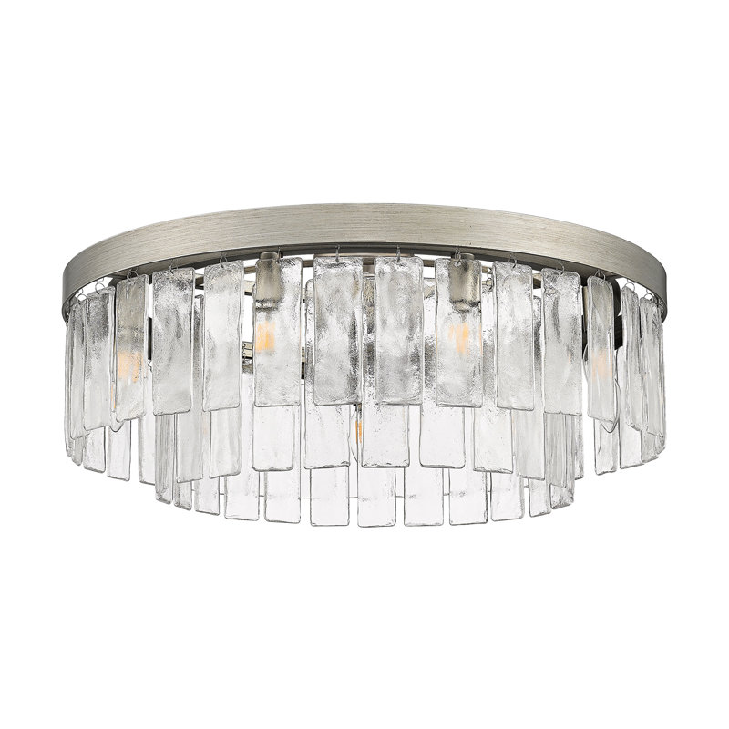 Ciara 9-Light Semi Flush Light in Peruvian Silver with Hammered Water Glass
