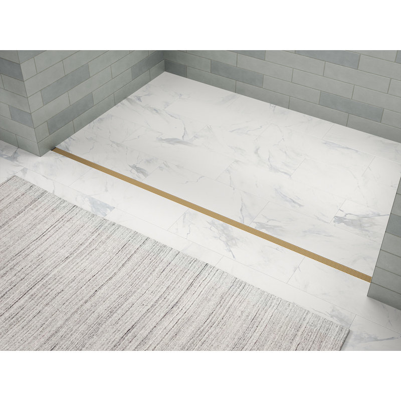 Linear Grid Shower Drain, Anodized Brushed Nickel