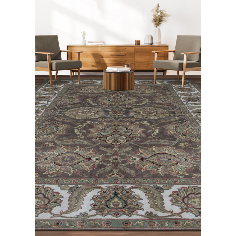 Trinity Wool Oriental Area Rug in Brown/Taupe