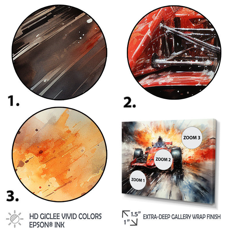 Décoration murale Formule 1, Speedway Fury 2 - Pistes de course, Cadre flottant noir, H 12 po x l 20 po x P 1 po