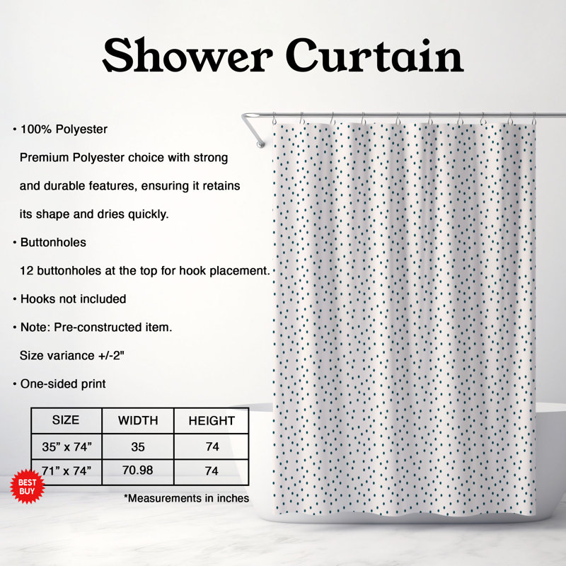Rideau de douche Blue Dots - Premium, H 74 po x l 71 po