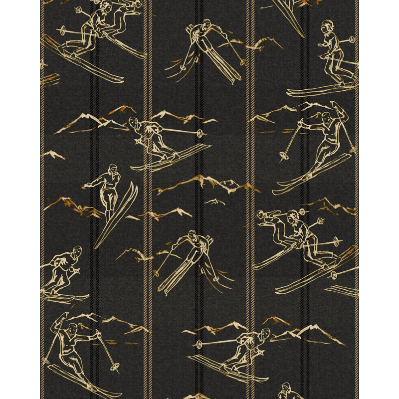 Tyrol Apres-Ski Home Wallpaper Roll, Black/Taupe