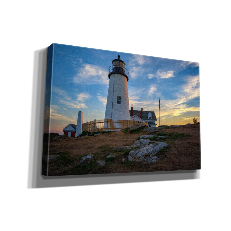 «Pemaquid Point Lighthouse At Sunset» par Rick Berk, art mural sur toile, H 18 po x l 26 po x P 0,75 po