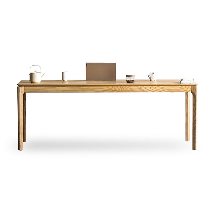 Burlywood Rectangular Solid Wood Dining Table, 29.53"H x 86.61"L x 35.43"W