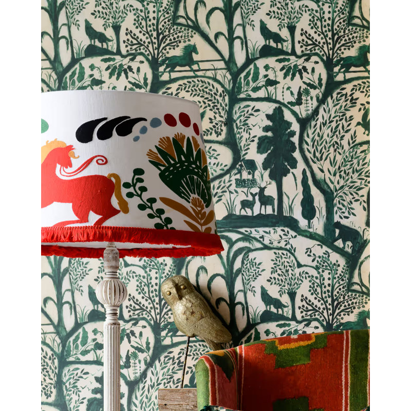 Transylvanian Roots Wallpaper Roll, Green/Taupe